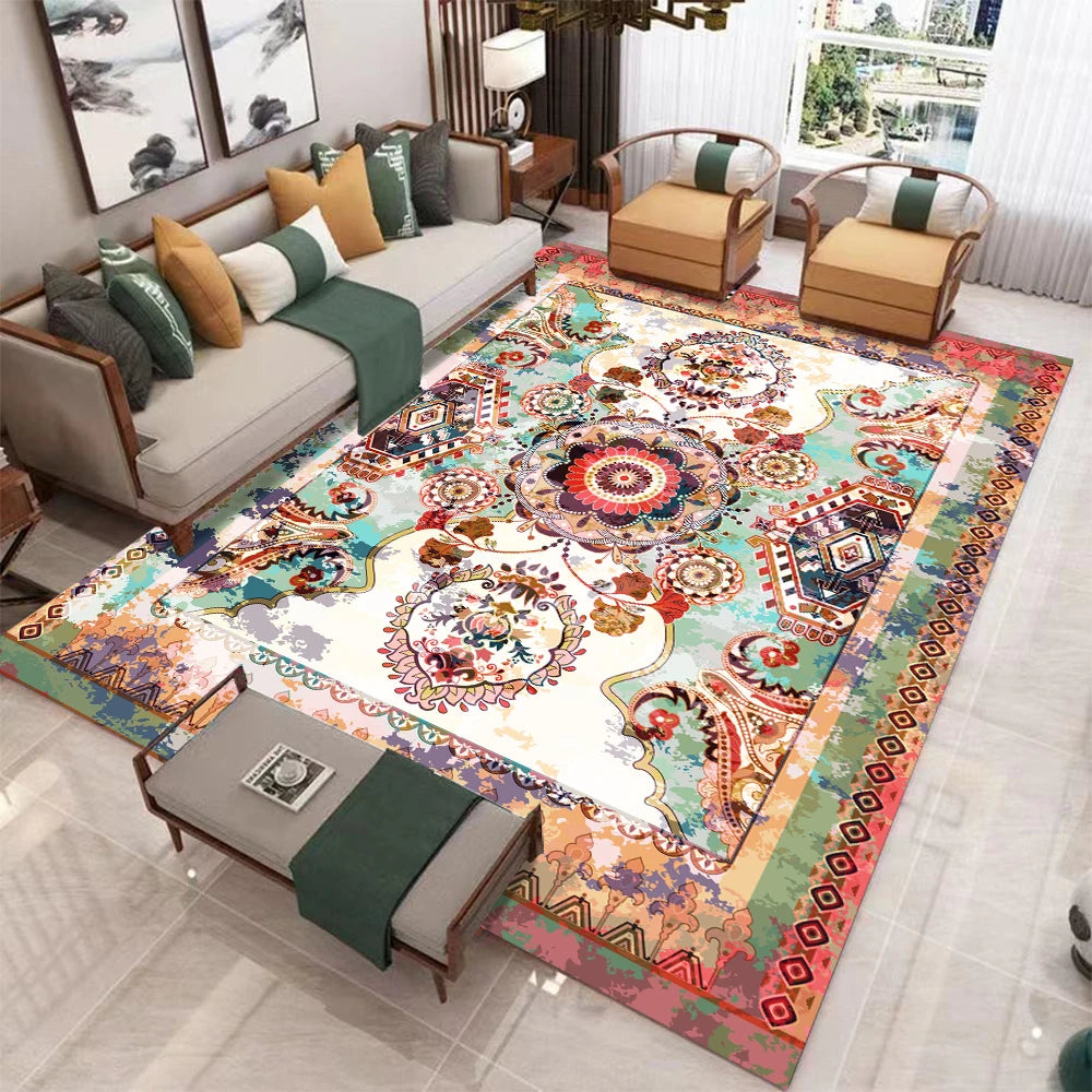 Vintage Boho Area Rug | Soft Washable Non-Slip Living Room & Bedroom Carpet