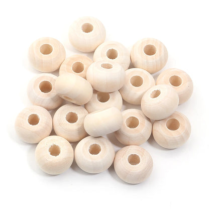 Wooden beads on a white background