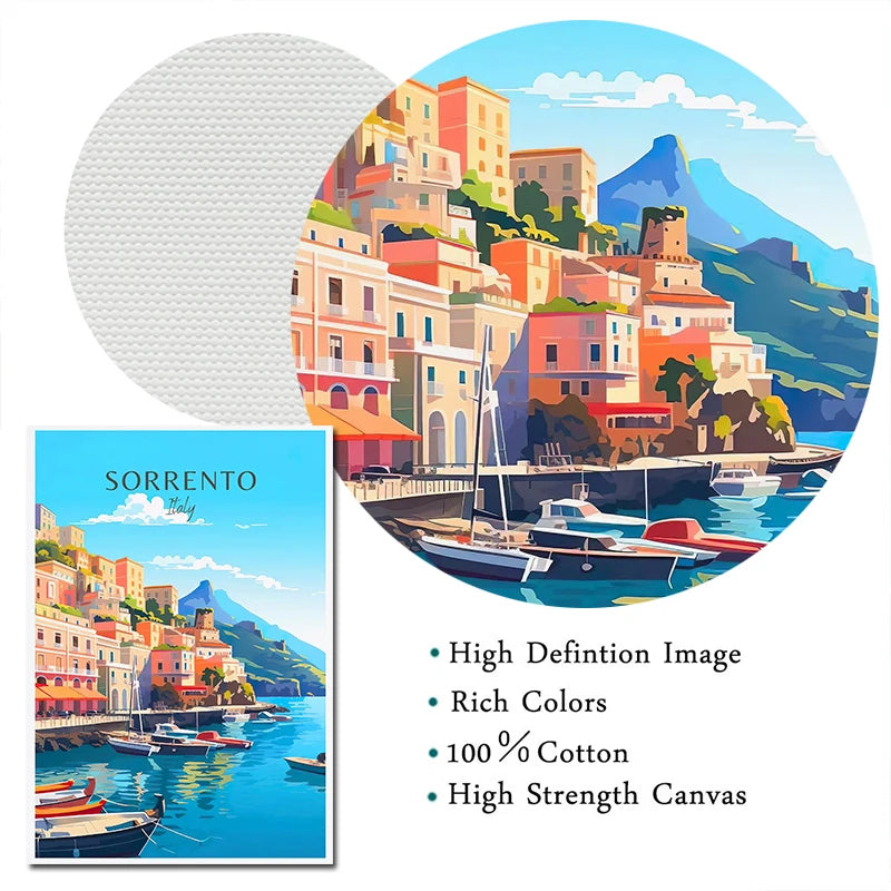 Italy City Travel Poster Paris Rome Milan Tuscany Venice Sardinia Canvas Painting Wall Art Picture for Living Room Home Decor