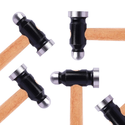 Wooden dowels with metal connectors on a white background