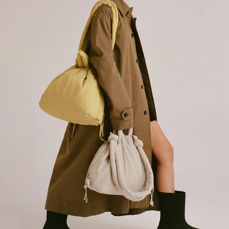 Vintage Puffer Tote Bag – Large Capacity Nylon Shoulder & Crossbody Handbag