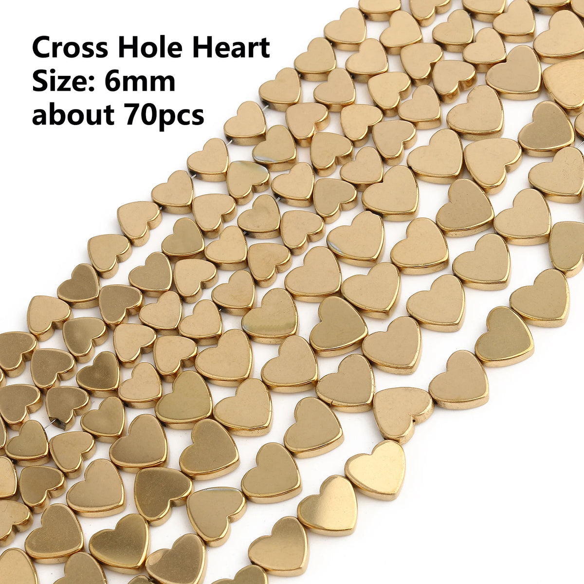 Gold Plated Hematite Beads | 4mm Heart, Cube, Rondelle & Irregular Spacer Beads | 15-Inch Jewelry-Making Strand