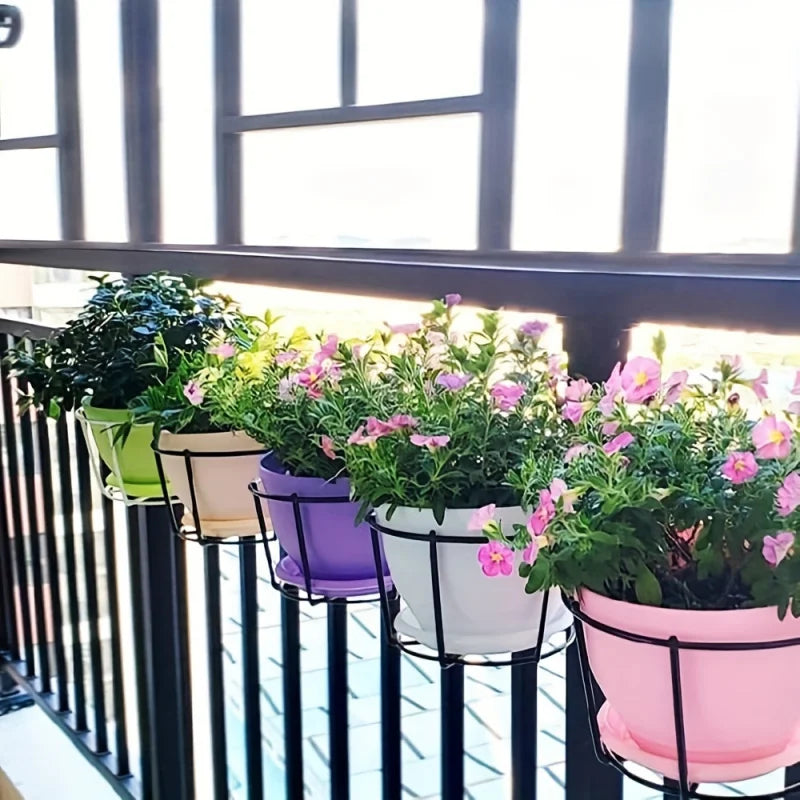 1-4pcs Stylish Round Metal Hanging Planters - Perfect for Balcony, Garden & Indoor Decor!