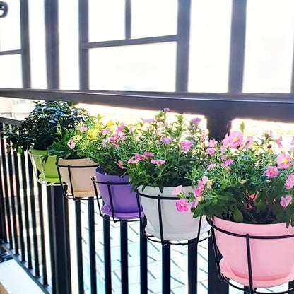 1-4pcs Stylish Round Metal Hanging Planters - Perfect for Balcony, Garden & Indoor Decor!
