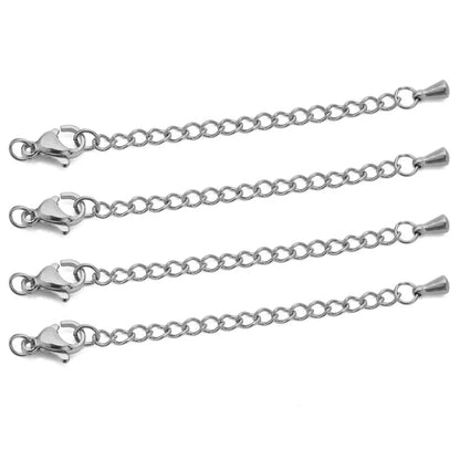 Stainless Steel Extension Chains with Lobster Clasps | 10pc Necklace & Bracelet Extenders | DIY Jewelry Making Findings