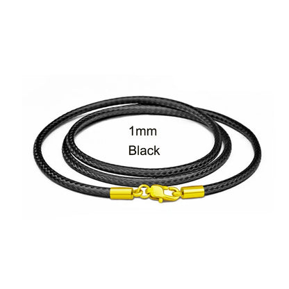 Waxed Leather Cord Necklace | Stainless Steel Clasp Pendant Chain | Adjustable 40–70cm for Men & Women