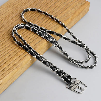 120cm Purse Chain Strap | Metal & Leather Crossbody Bag Chain | 47in Replacement Shoulder Strap for Handbags & DIY Bag Making