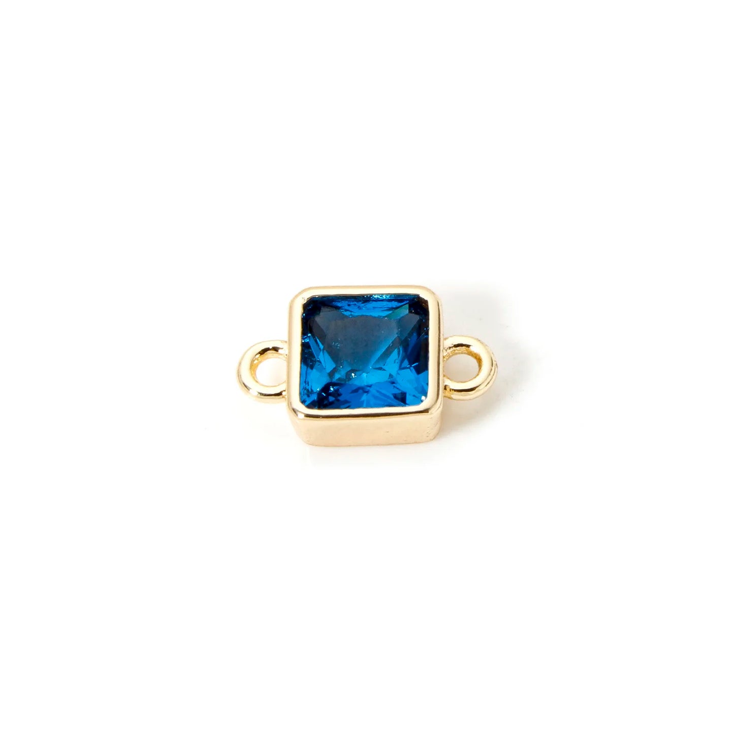18K Gold Birthstone Connectors | Brass Square Charm Links | 2-Piece DIY Necklace, Bracelet & Earring Jewelry Findings