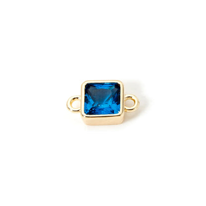 18K Gold Birthstone Connectors | Brass Square Charm Links | 2-Piece DIY Necklace, Bracelet & Earring Jewelry Findings