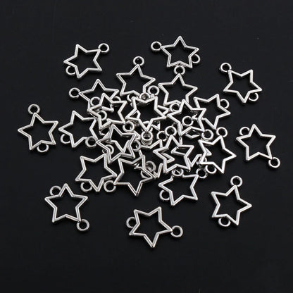 100pc Small Star Charms | Antique Silver Metal Pendants | Tiny Celestial Charms for Earrings, Bracelets, Necklaces & DIY Jewelry