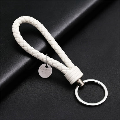 Braided PU Leather Keychain | Woven Rope Keyring with Metal Clasp | DIY Bag Charm, Key Holder & Craft Accessory
