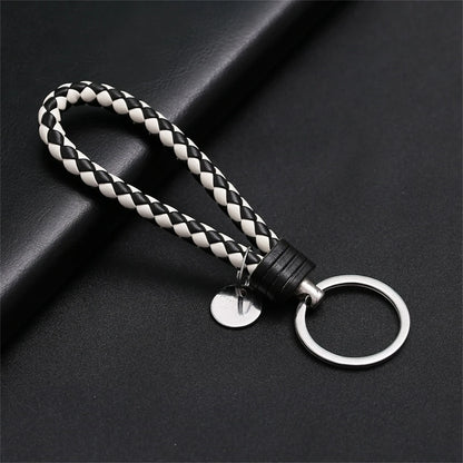 Braided PU Leather Keychain | Woven Rope Keyring with Metal Clasp | DIY Bag Charm, Key Holder & Craft Accessory