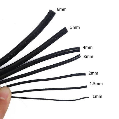 Genuine Cowhide Leather Cord | 5m Round Leather Rope for Necklaces, Bracelets & DIY Jewelry Making