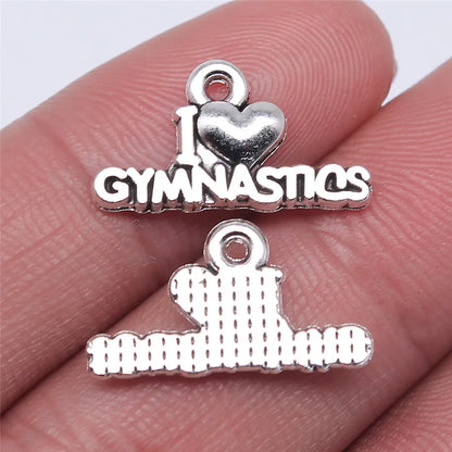 20pcs Charms Gymnastics Antique Silver Color Gymnastics Charms Jewelry Findings DIY Gym Charms Sport Wholesale