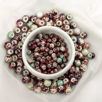 Multi-color Ceramic Beads 6mm | Speckled Porcelain Round Beads | 100pc Bracelet & Necklace Beads | DIY Jewelry Making Supplies
