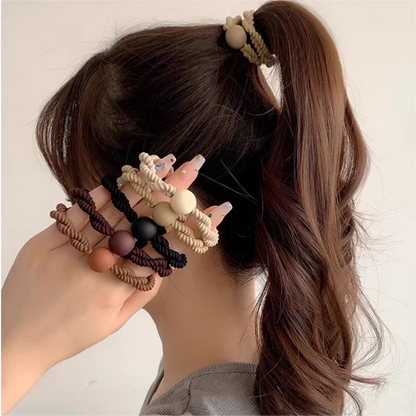 Neutral Boho Hair Ties for Women | Soft Stretch Hair Bands & Wrist Accessories | 10-Piece Everyday Collection