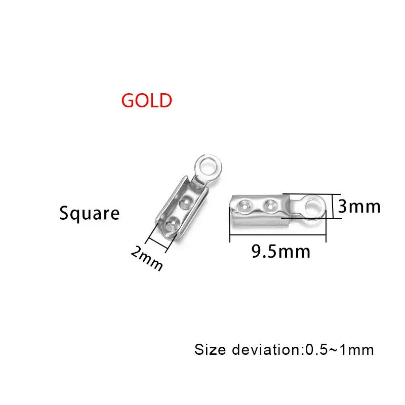 Stainless Steel Cord End Caps for Jewelry Making | Fold-Over Crimp Connectors for Leather Cord & Bracelets | Bead Caps for Jewelry