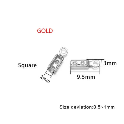 Stainless Steel Cord End Caps for Jewelry Making | Fold-Over Crimp Connectors for Leather Cord & Bracelets | Bead Caps for Jewelry