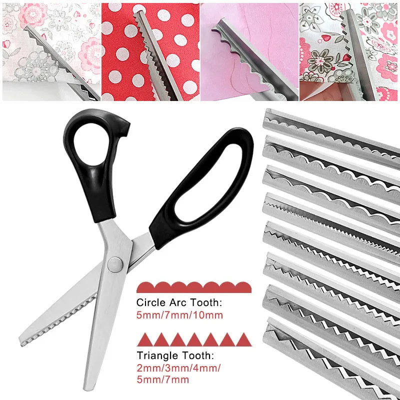 Stainless Steel Pinking Shears | Zigzag Fabric Scissors | Dressmaking, Tailoring, Lace & Sewing Tool
