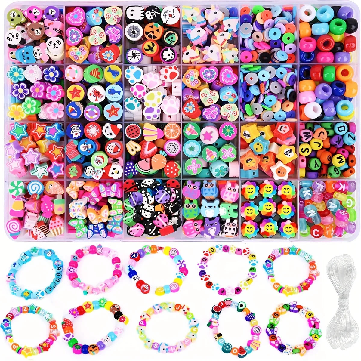 700pc Jewelry Making Kit | Polymer Clay & Acrylic Bead Set | Animal Charms for DIY Bracelets, Necklaces & Beaded Crafts