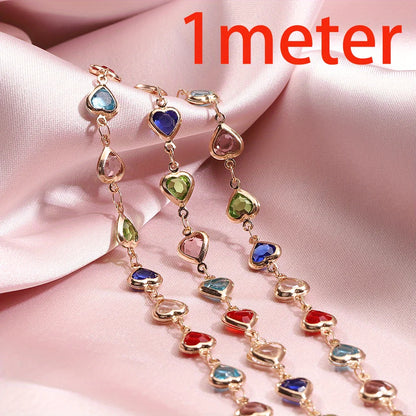 Crystal Bead Chain | 39.4-Inch Copper Chain (1 meter) | Colorful Necklace, Bracelet & DIY Jewelry Making Supplies
