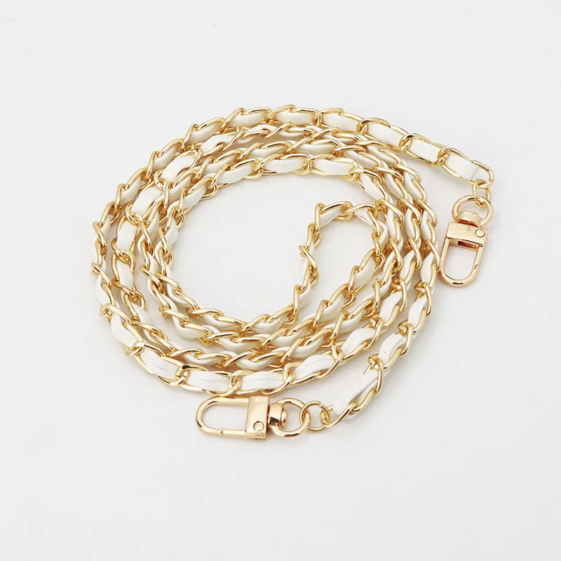 120cm Purse Chain Strap | Metal & Leather Crossbody Bag Chain | 47in Replacement Shoulder Strap for Handbags & DIY Bag Making