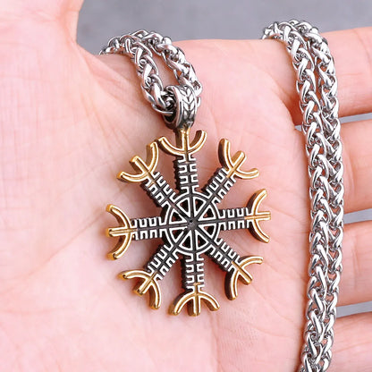 Vikings Odin Rune Necklace Various Men's Nordic Vegvisir Valknut Amulet Pendant Stainless Steel Punk Fashion Jewelry Wholesale