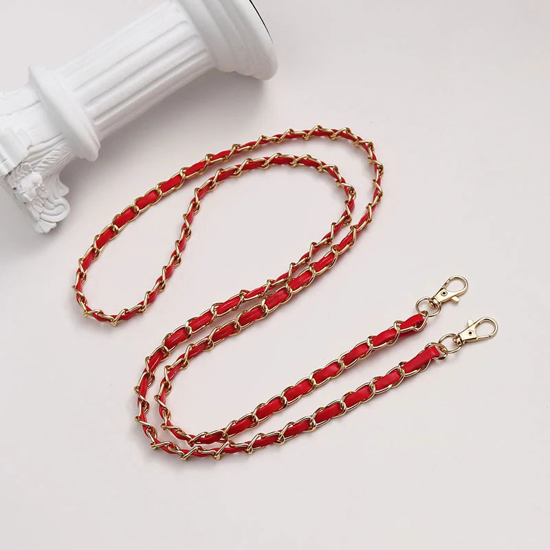120cm Purse Chain Strap | Metal & Leather Crossbody Bag Chain | 47in Replacement Shoulder Strap for Handbags & DIY Bag Making