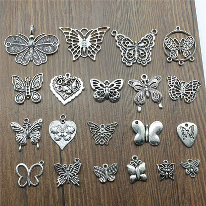 10 Antique Silver Butterfly Charms | Butterfly Pendants for DIY Jewelry Making | Bracelet, Necklace & Earring Supplies