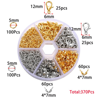 Jewelry Making Kit | Lobster Clasps, Jump Rings & Crimps Set | DIY Bracelet & Necklace Findings (210–400pcs)