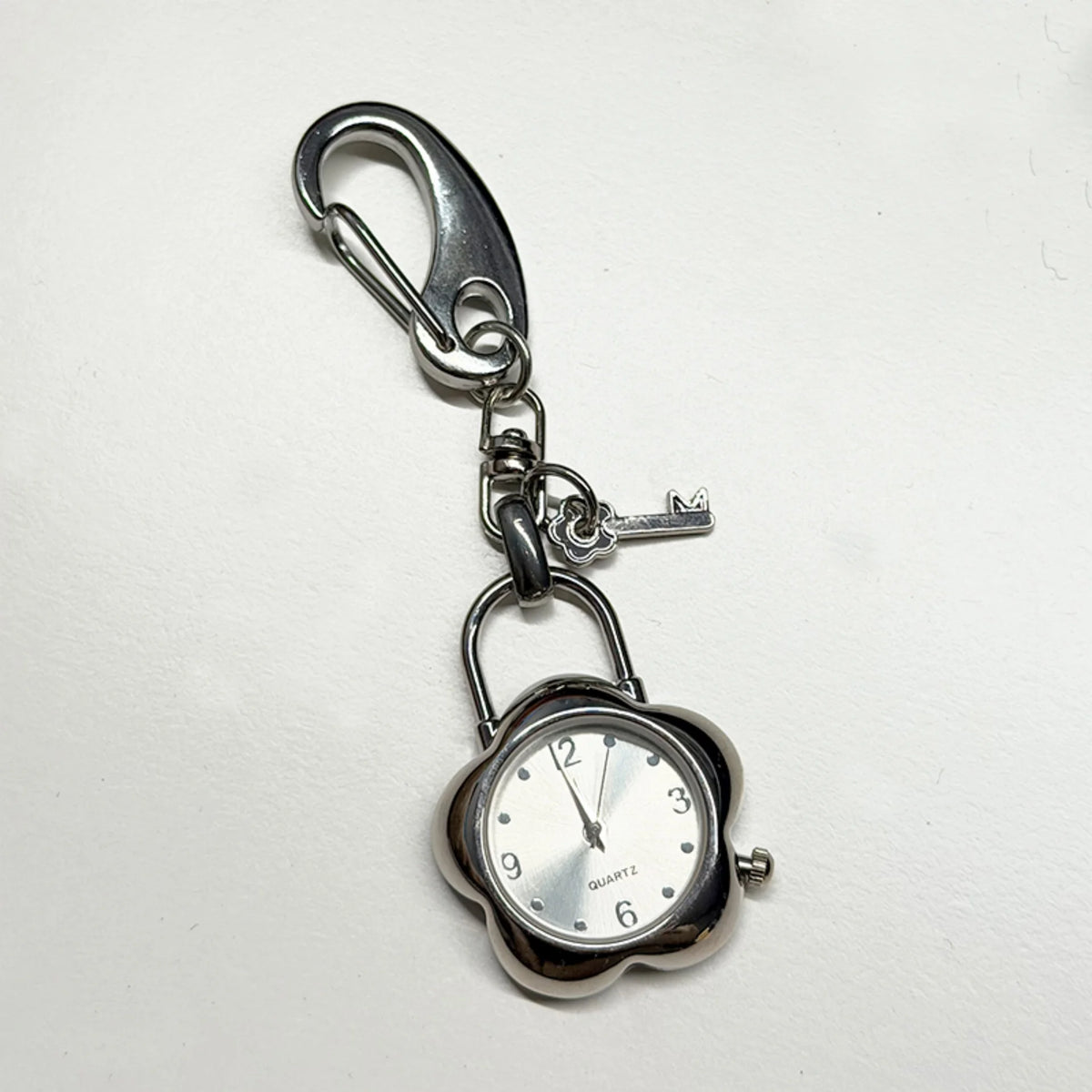 Heart Watch Bag Charm | Functional Clock Keychain | Purse & Backpack Charm with Heart, Key & Crystal Accents