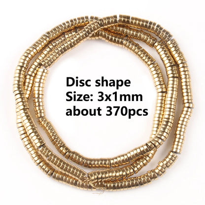 Gold Plated Hematite Beads | 4mm Heart, Cube, Rondelle & Irregular Spacer Beads | 15-Inch Jewelry-Making Strand