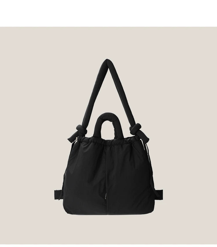 Vintage Puffer Tote Bag – Large Capacity Nylon Shoulder & Crossbody Handbag