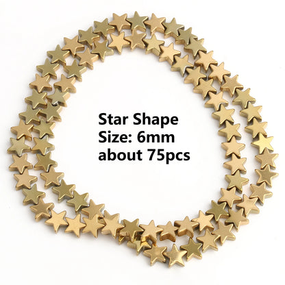 Gold Plated Hematite Beads | 4mm Heart, Cube, Rondelle & Irregular Spacer Beads | 15-Inch Jewelry-Making Strand
