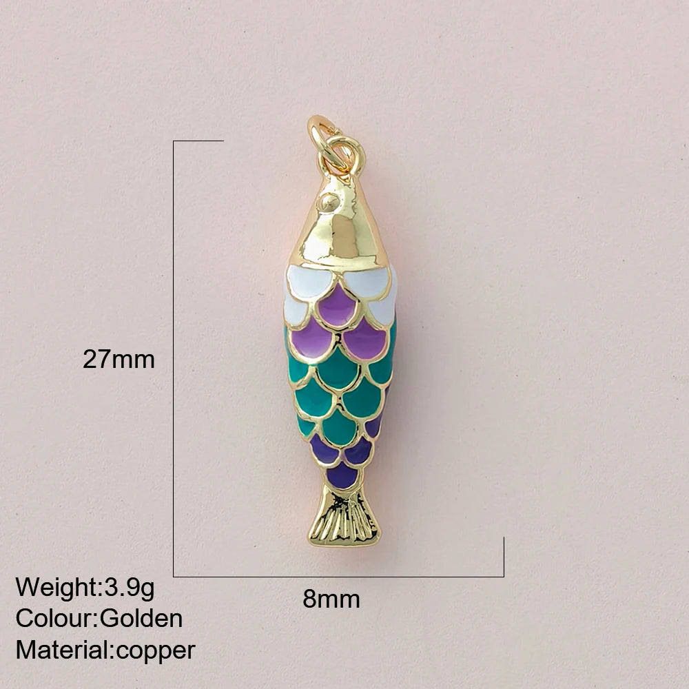Cute Fish Charms | Gold Color Animal Pendants | Boho Charms for Earrings, Bracelets, Necklaces, Keychains & DIY Jewelry Making