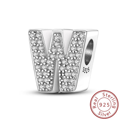 925 Sterling Silver A–Z Alphabet Charms | Initial Letter Beads for Charm Bracelets | DIY Jewelry Gift for Women