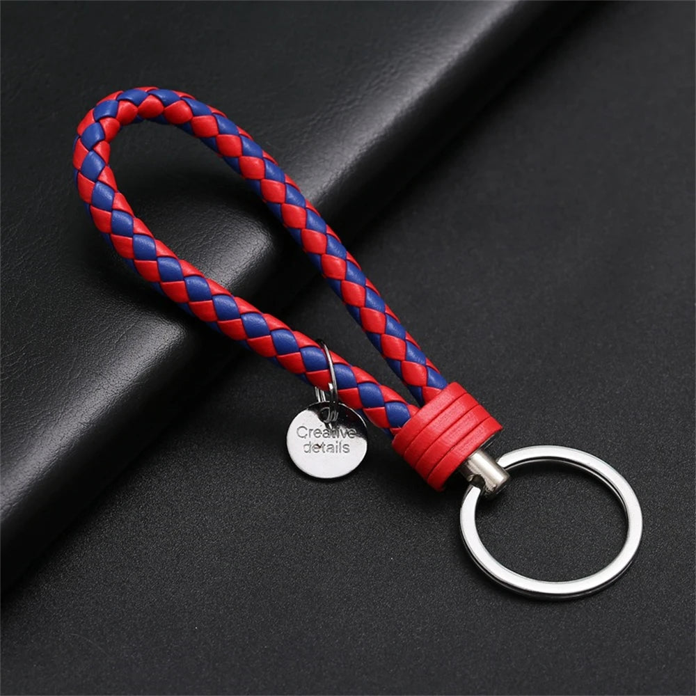 Braided PU Leather Keychain | Woven Rope Keyring with Metal Clasp | DIY Bag Charm, Key Holder & Craft Accessory