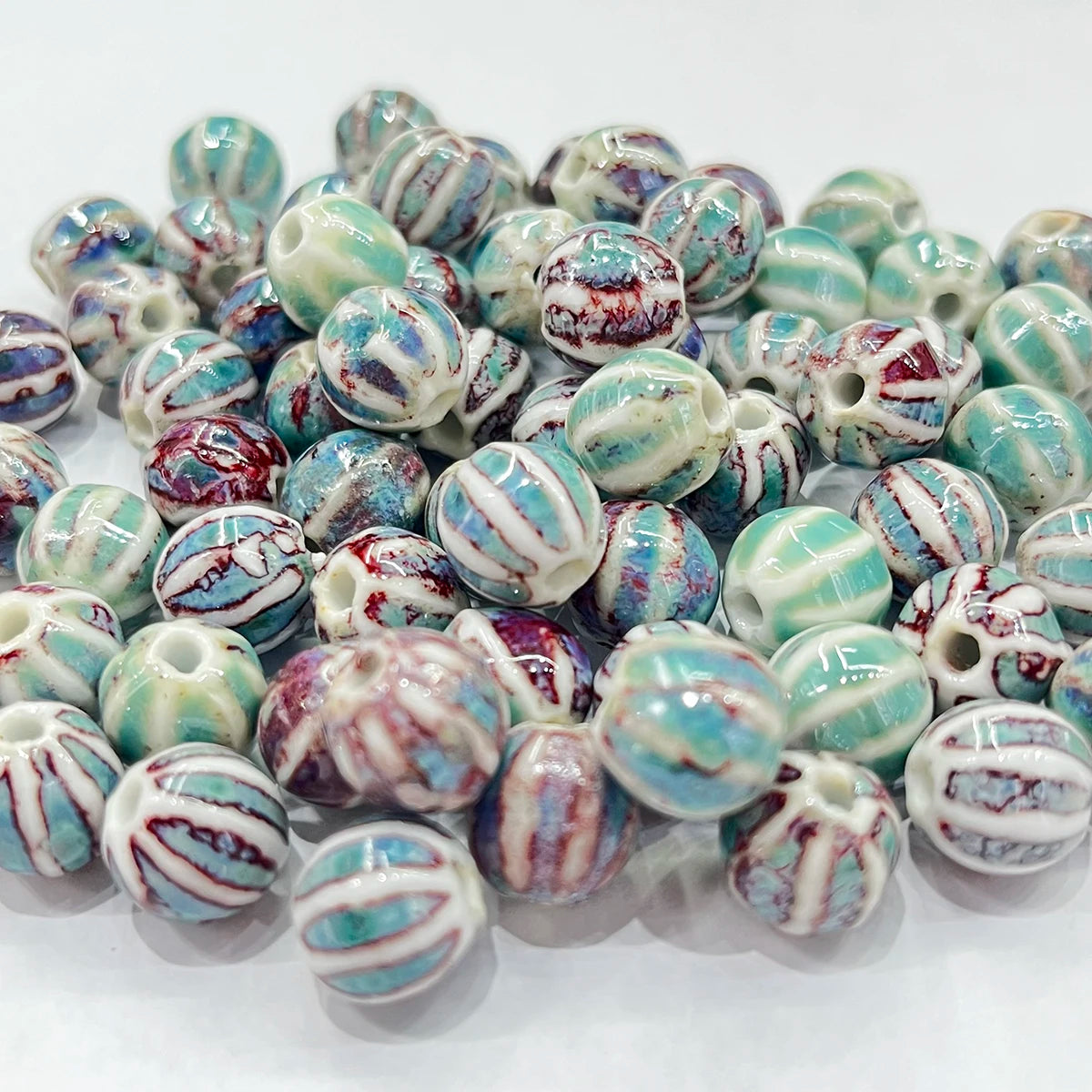 11mm Ceramic Spacer Beads | Colorful Irregular Round Beads | 20/40pcs Multicolor Beads for Bracelets & DIY Jewelry Making