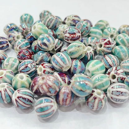 11mm Ceramic Spacer Beads | Colorful Irregular Round Beads | 20/40pcs Multicolor Beads for Bracelets & DIY Jewelry Making