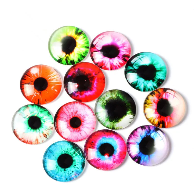 20pc Glass Eyes for Crafts | 8mm to 16mm Cat Dragon Dinosaur Eyes | Round Cabochons for DIY Dolls, Jewelry & Craft Making