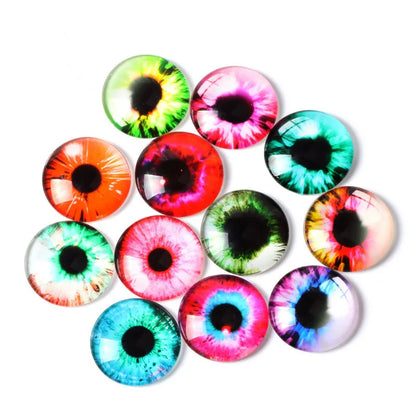 20pc Glass Eyes for Crafts | 8mm to 16mm Cat Dragon Dinosaur Eyes | Round Cabochons for DIY Dolls, Jewelry & Craft Making