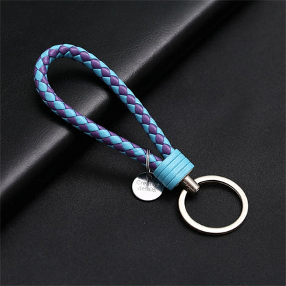 Braided PU Leather Keychain | Woven Rope Keyring with Metal Clasp | DIY Bag Charm, Key Holder & Craft Accessory
