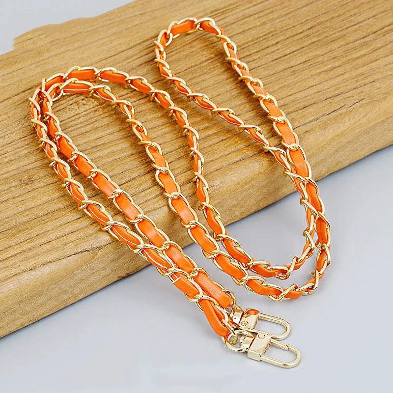 120cm Purse Chain Strap | Metal & Leather Crossbody Bag Chain | 47in Replacement Shoulder Strap for Handbags & DIY Bag Making