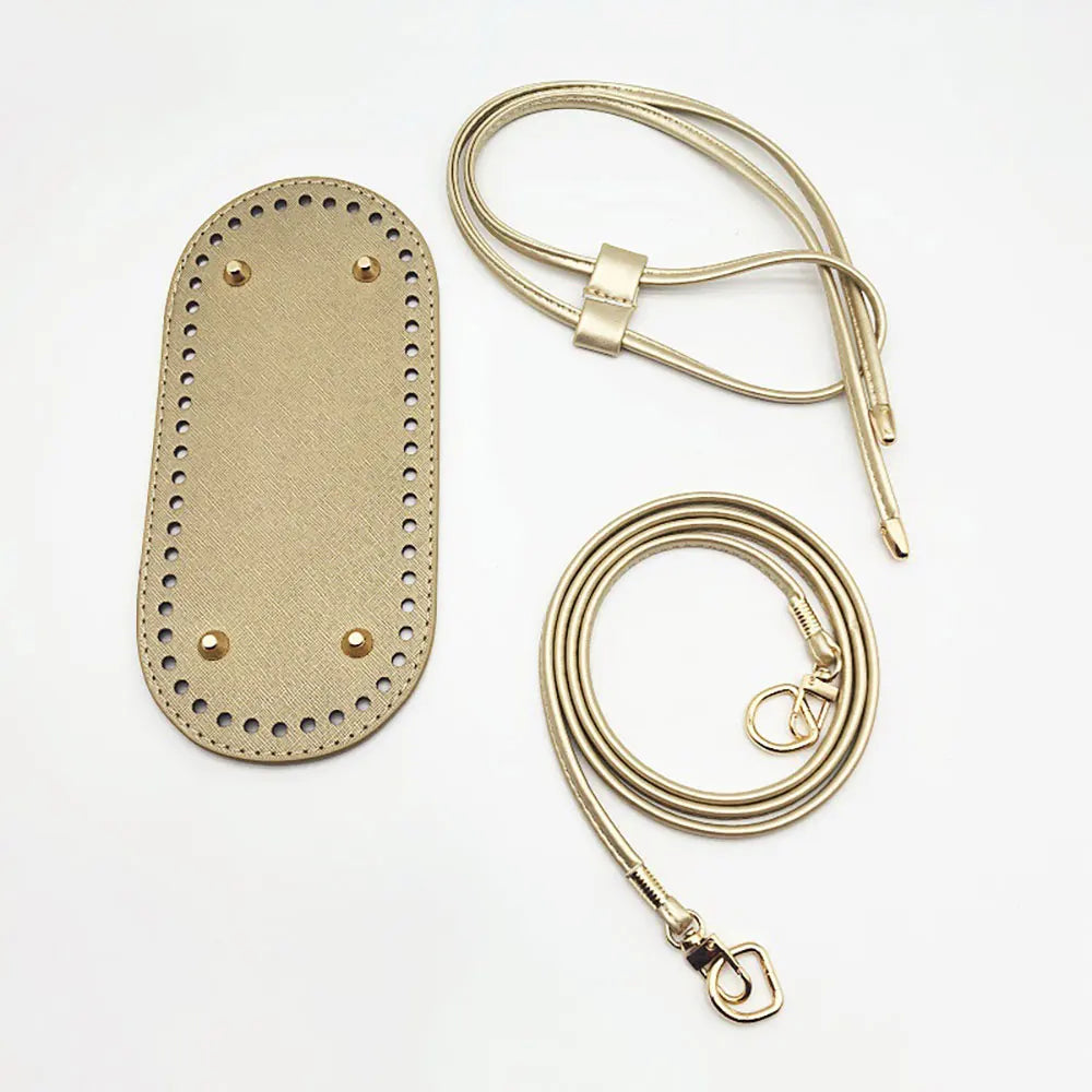Beige leather strap with a patch on a white background