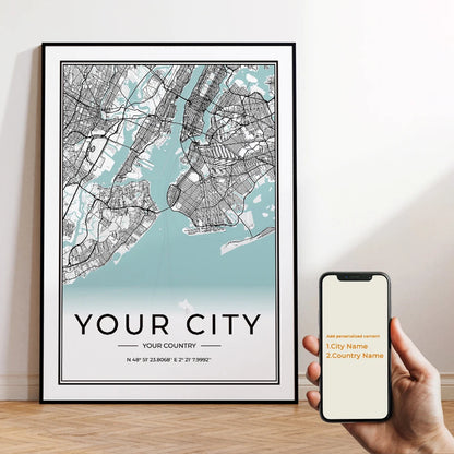 Custom Personalized City And County Map World Cover Gift Wall Art Printing Picture Living Room Bedroom Home Decoration