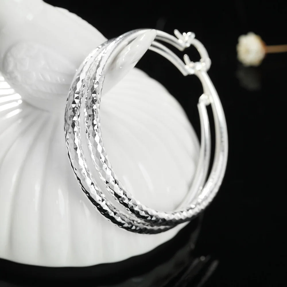 5cm Hoop Earrings | 925 Sterling Silver Circle Hoops | Classic Lightweight Earrings for Women, Wedding & Everyday Jewelry