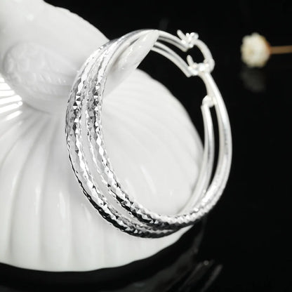 5cm Hoop Earrings | 925 Sterling Silver Circle Hoops | Classic Lightweight Earrings for Women, Wedding & Everyday Jewelry