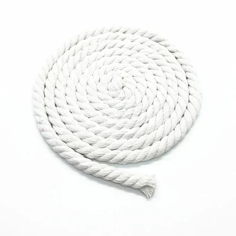100% Cotton Macrame Rope Cord | 3-Strand Twisted Craft Rope | 5M Thick Cotton Cord 5–20mm | Bag Making & Home Decor DIY Supply