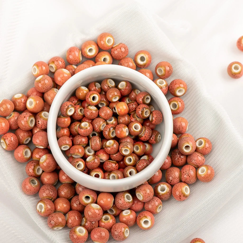 Multi-color Ceramic Beads 6mm | Speckled Porcelain Round Beads | 100pc Bracelet & Necklace Beads | DIY Jewelry Making Supplies