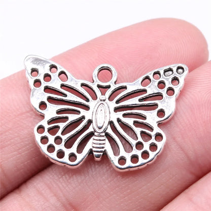 10 Antique Silver Butterfly Charms | Butterfly Pendants for DIY Jewelry Making | Bracelet, Necklace & Earring Supplies